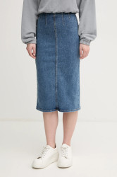 Džínová sukně United Colors of Benetton modrá barva, midi, áčková, 4ORHD004O