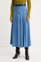 Džínová sukně Weekend Max Mara OPUNZIA modrá barva, maxi, áčková, 2525106016600