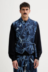 Džínová vesta Kenzo tmavomodrá barva, FF55DV0026P1.DM