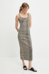 Džínové šaty Answear.LAB béžová barva, maxi, přiléhavé