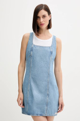 Džínové šaty Calvin Klein Jeans modrá barva, mini, LV047C714G