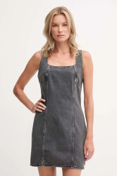 Džínové šaty Calvin Klein Jeans šedá barva, mini, přiléhavé, LV047C715G