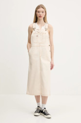 Džínové šaty Dickies béžová barva, midi, DK0A4Z6TF901