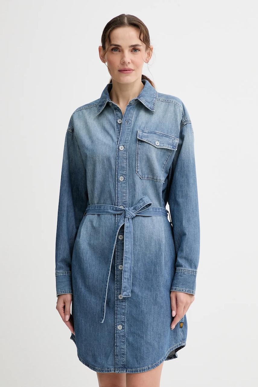 Džínové šaty G-Star Belted modrá barva, mini, D26814-D539