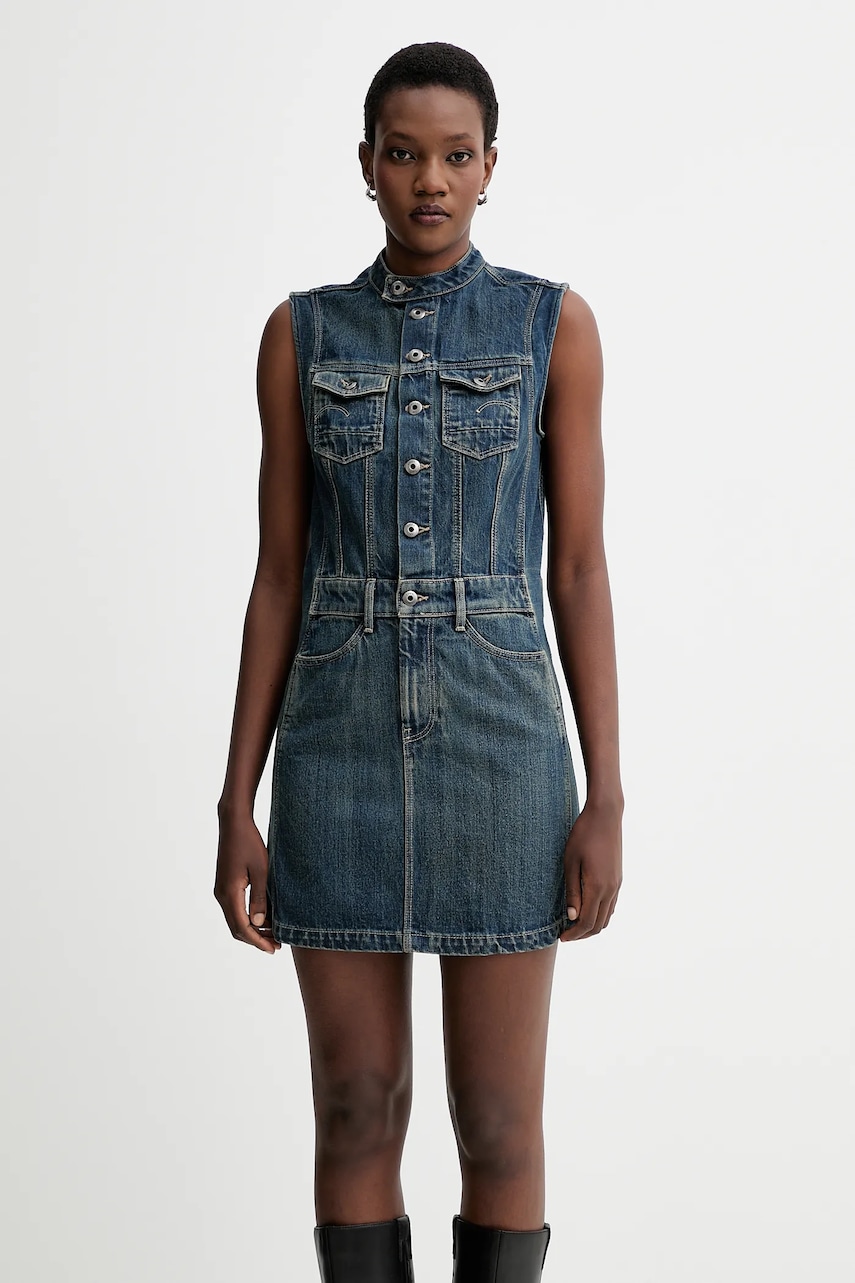 Džínové šaty G-Star Moto Slim modrá barva, mini, přiléhavé, D27698-D577