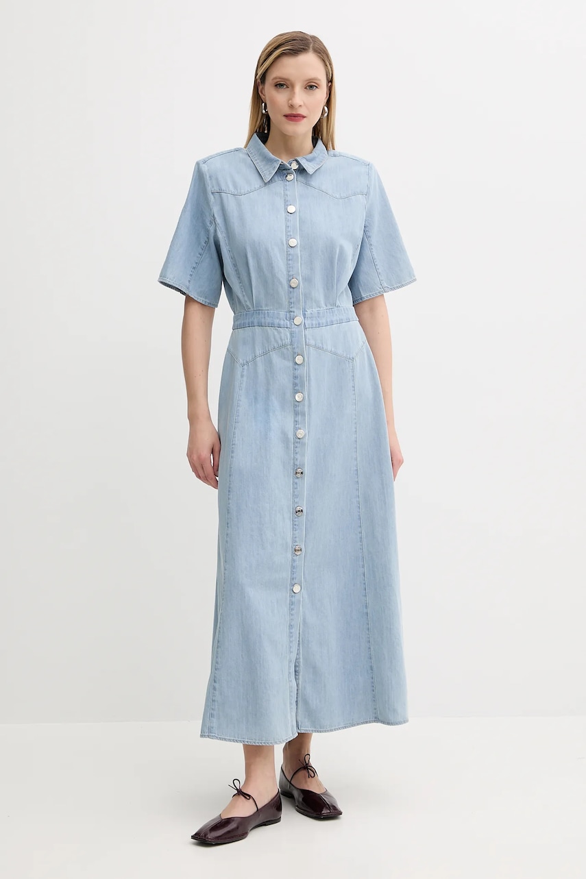 Džínové šaty Gestuz modrá barva, maxi, 10910194