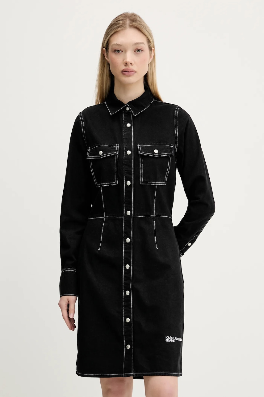 Džínové šaty Karl Lagerfeld Jeans černá barva, midi, A3W13015