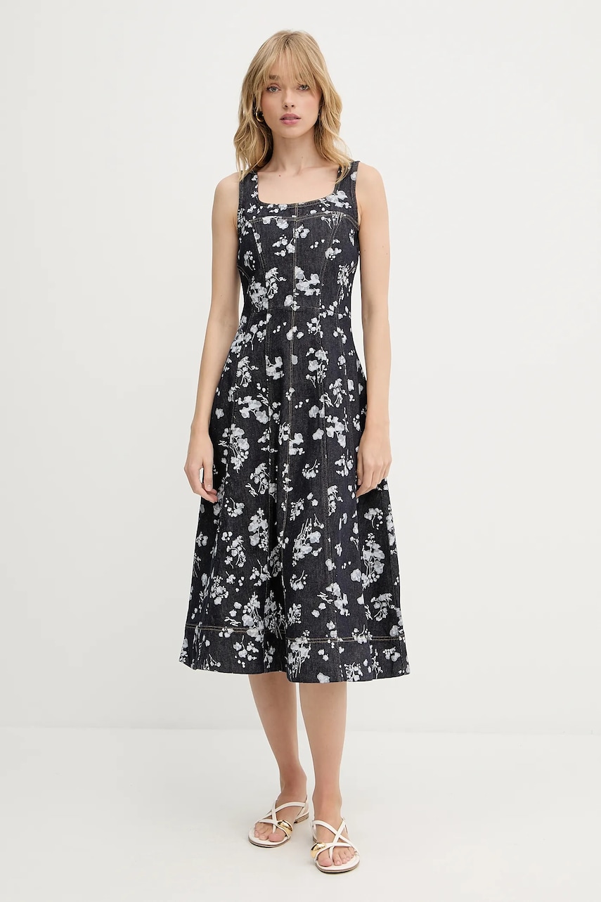 Džínové šaty Karl Lagerfeld tmavomodrá barva, midi, A3W13004