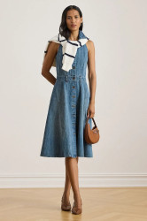 Džínové šaty Lauren Ralph Lauren modrá barva, midi, 200P03639