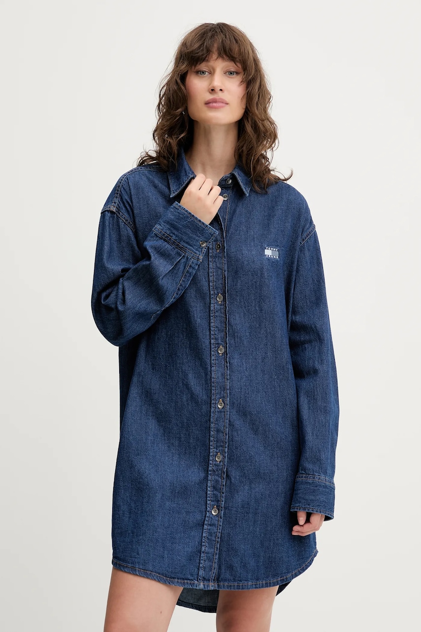 Džínové šaty Tommy Jeans modrá barva, mini, oversize, DW0DW21420