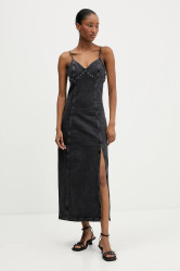 Džínové šaty Tommy Jeans šedá barva, maxi, DW0DW21634