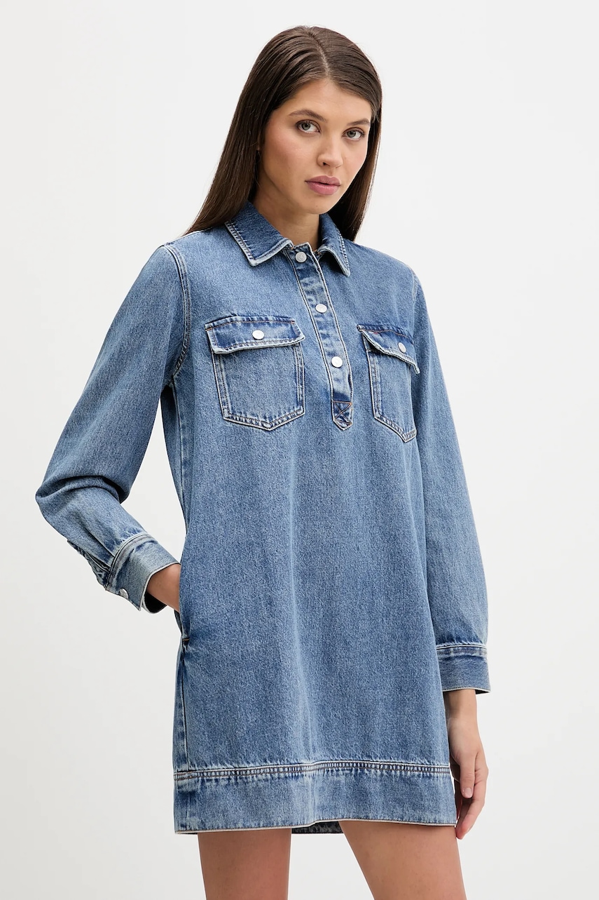 Džínové šaty Tommy Jeans tmavomodrá barva, mini, DW0DW22077