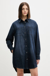 Džínové šaty Tommy Jeans tmavomodrá barva, mini, oversize, DW0DW21650