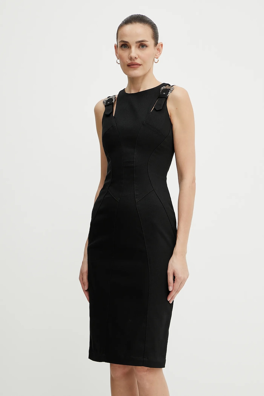 Džínové šaty Versace Jeans Couture černá barva, mini, přiléhavé, 78HAO913 N0507