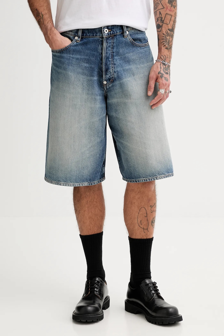 Džínové šortky Kenzo pánské, modrá barva, FF55DS3396I7.DS