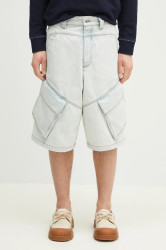 Džínové šortky Marcelo Burlon Bleach Dnm Wide Cargo Shorts Light Blue