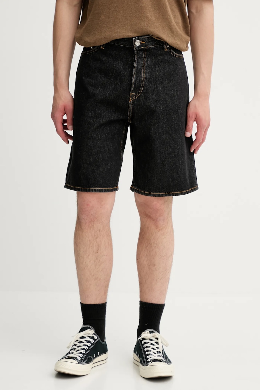 Džínové šortky Samsoe Samsoe SAEDDIE pánské, šedá barva, M25200086