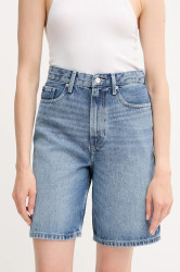 Džínové šortky Tommy Hilfiger dámské, modrá barva, high waist, WW0WW47215