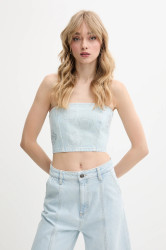 Džínový top Rotate dámský, modrá barva, s aplikací, 1140621468