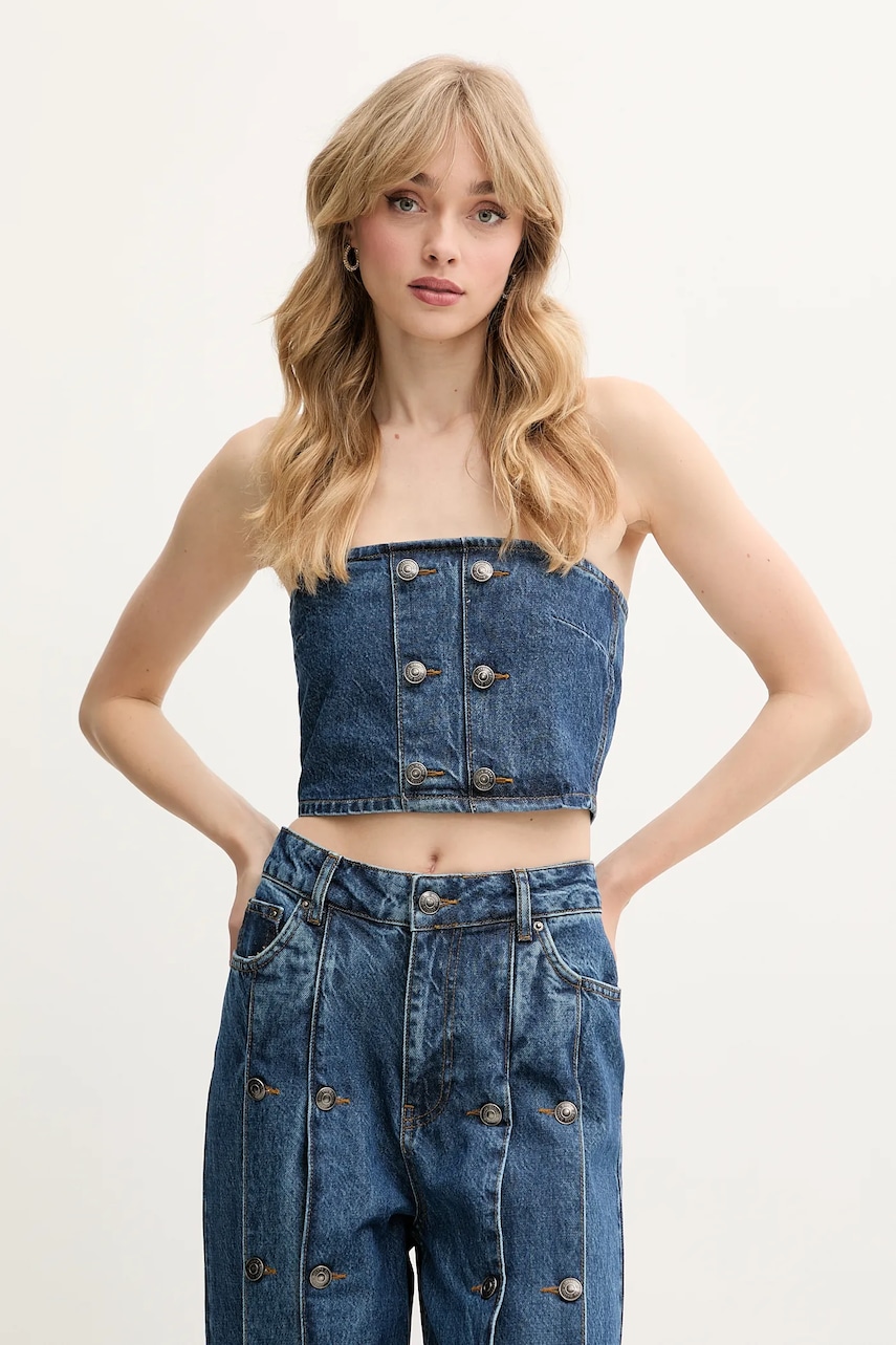 Džínový top Rotate dámský, tmavomodrá barva, 1144481602