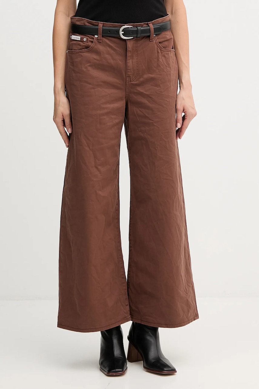 Džíny Calvin Klein Jeans dámské, hnědá barva, LV044D615G