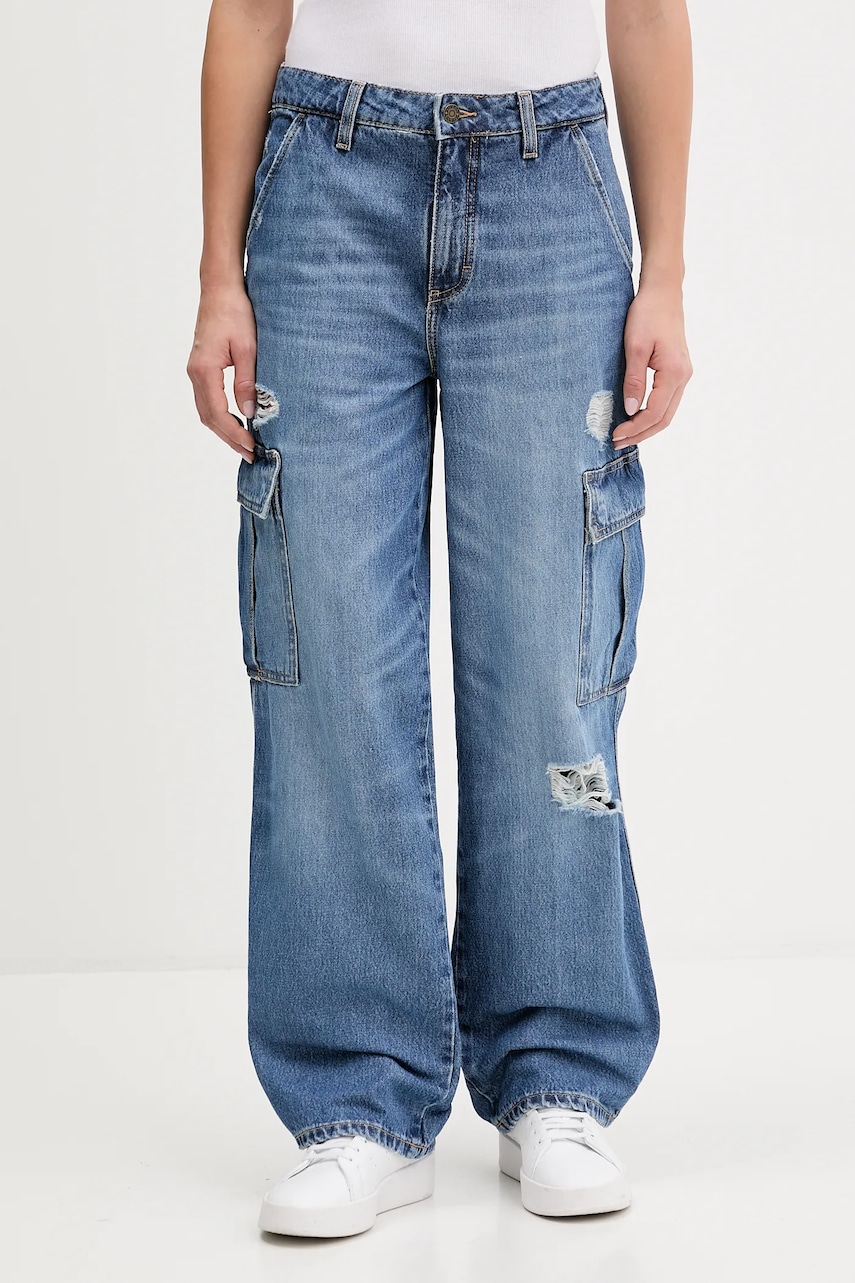 Džíny Guess Jeans dámské, modrá barva, W5YA1R D5R25