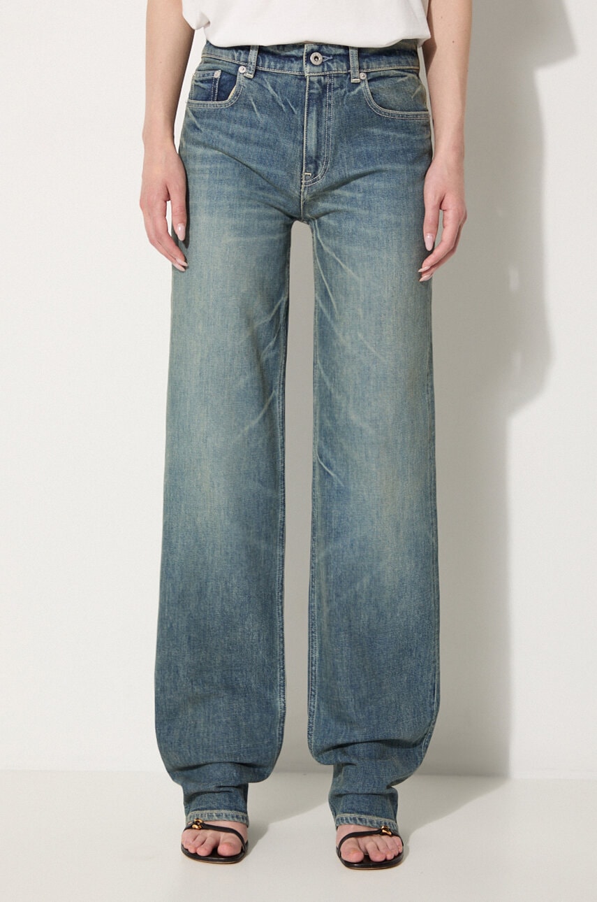 Džíny Kenzo Asagao Regular Waist Fit Jeans dámské, high waist, FE62DP2166S7.DY