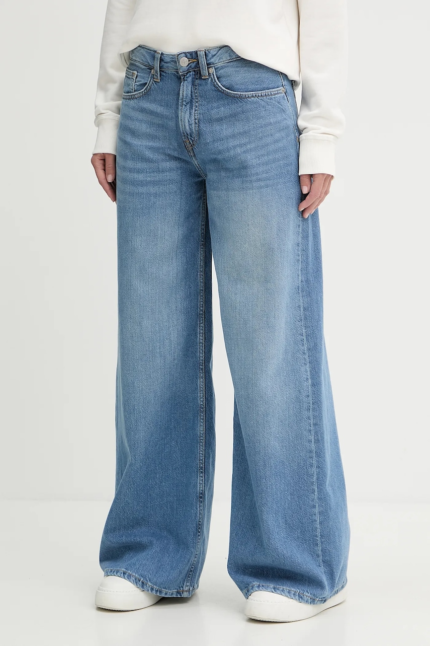 Džíny Pepe Jeans WIDE LEG JEANS MW VINTAGE dámské, modrá barva, PL205015