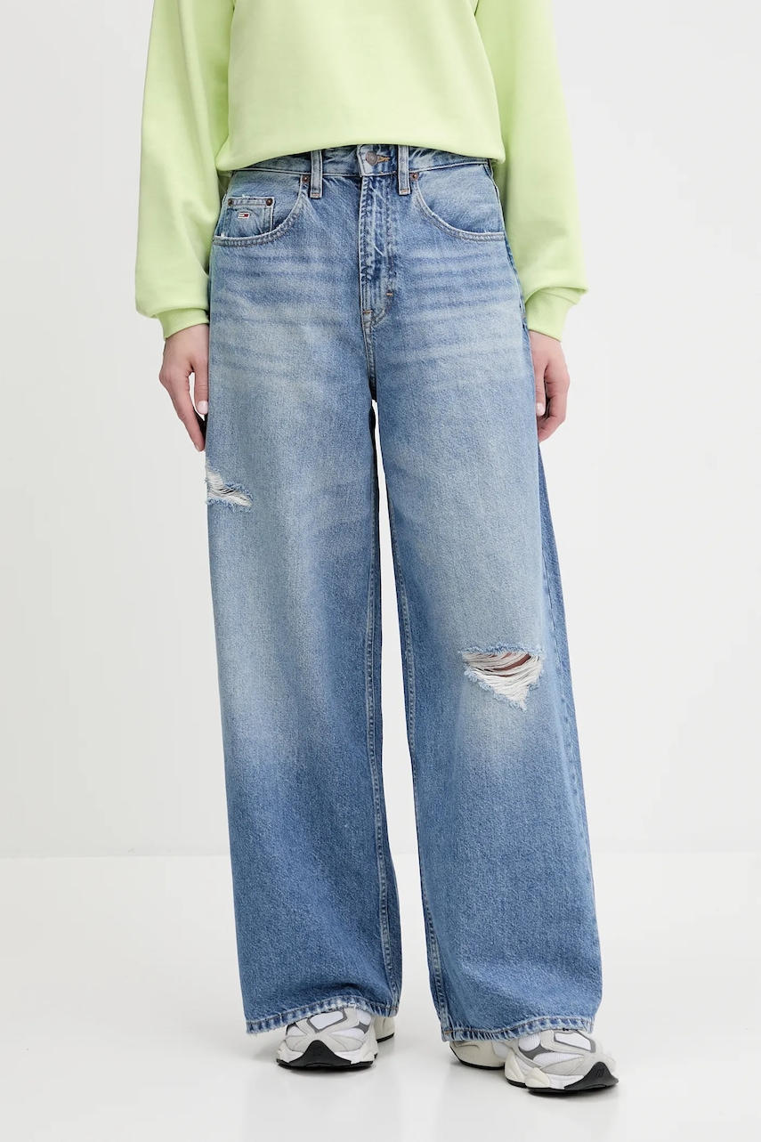 Džíny Tommy Jeans dámské, modrá barva, DW0DW21277