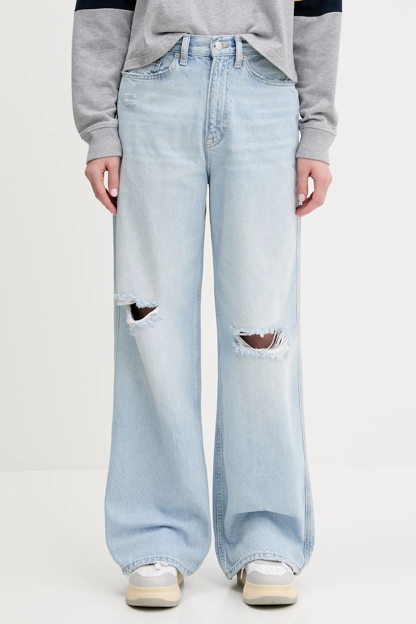 Džíny Tommy Jeans dámské, modrá barva, DW0DW21281