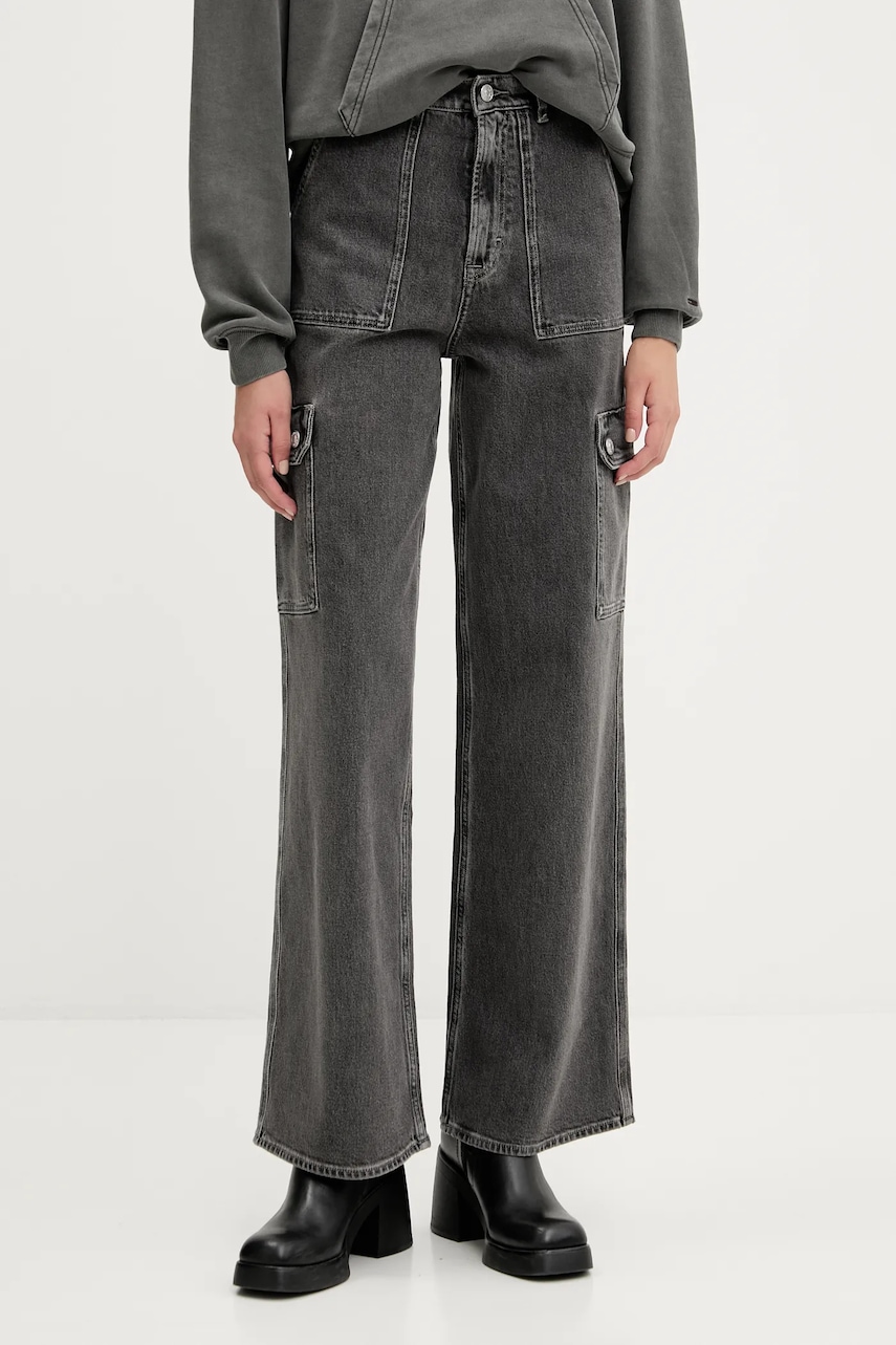 Džíny Tommy Jeans dámské, šedá barva, DW0DW20483