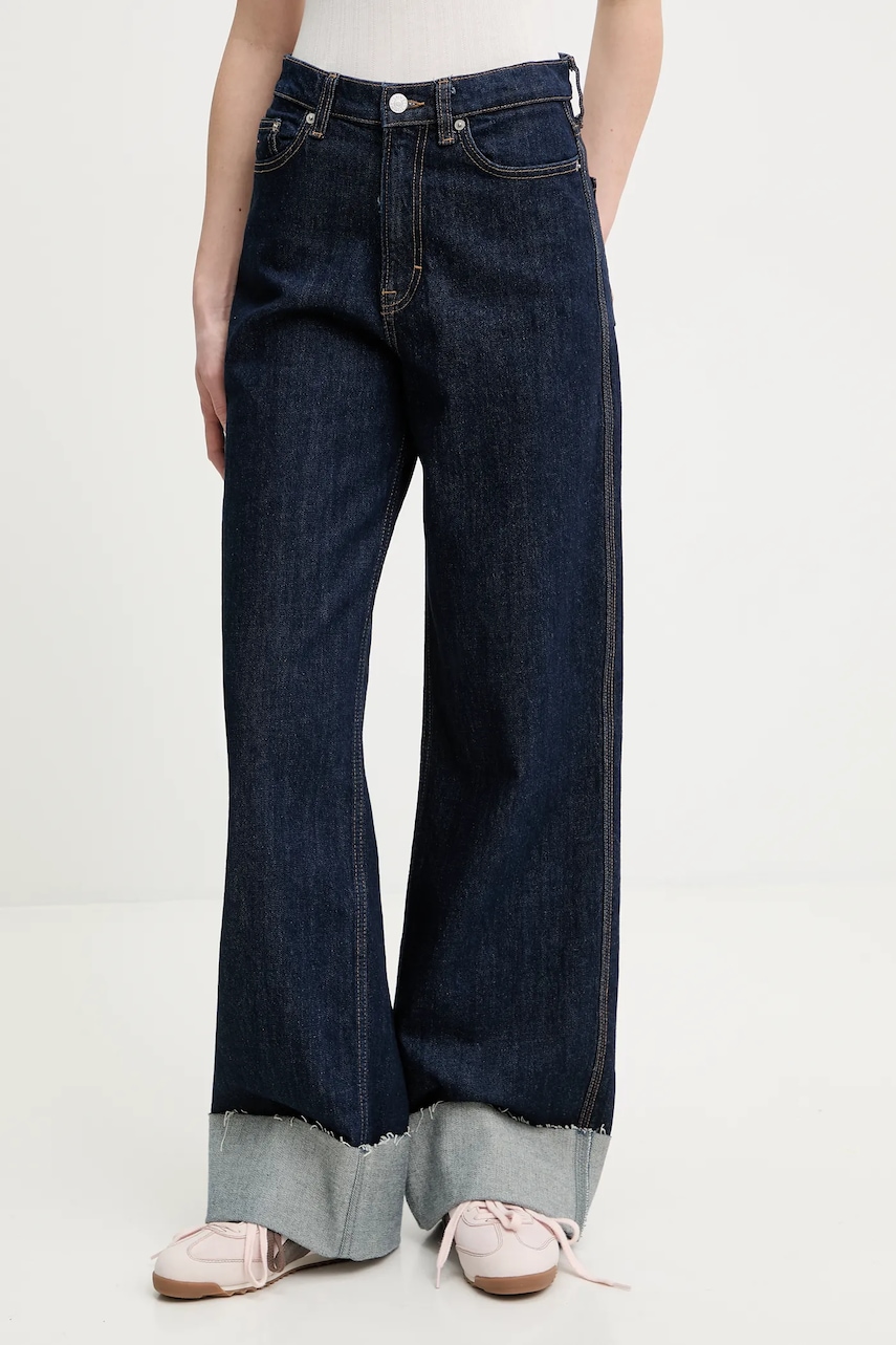 Džíny Tommy Jeans dámské, tmavomodrá barva, DW0DW21796