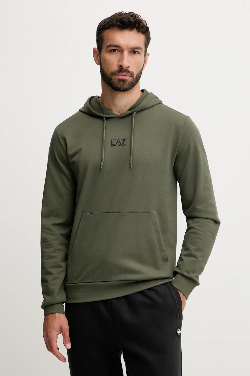 EA7 Emporio Armani  mikina s kapucí pánská bavlněná s elastanem