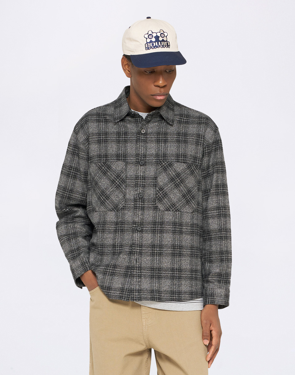 Edwin Ace Shirt LS Black / Grey garment washed S