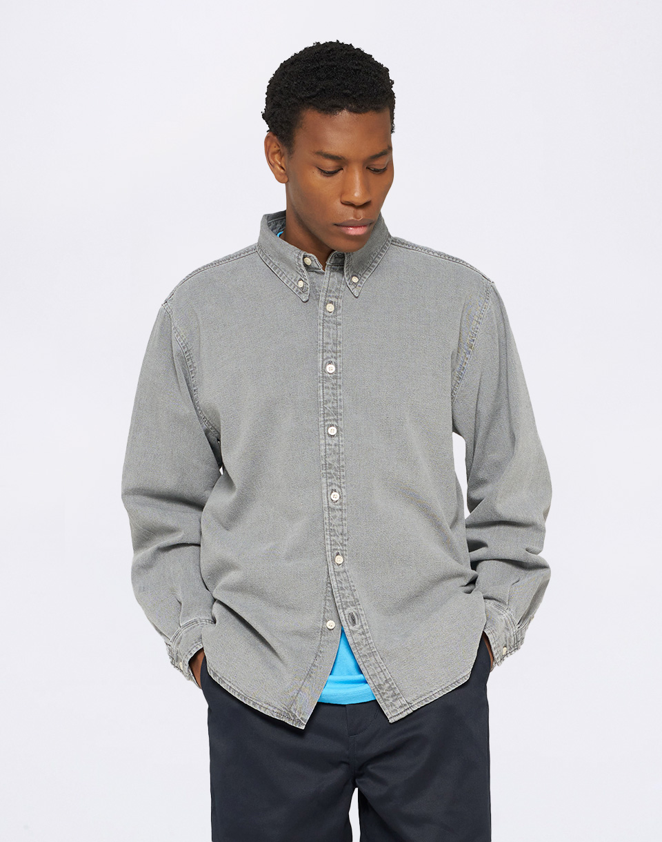 Edwin Arlo Shirt LS Black heavy bleach wash S
