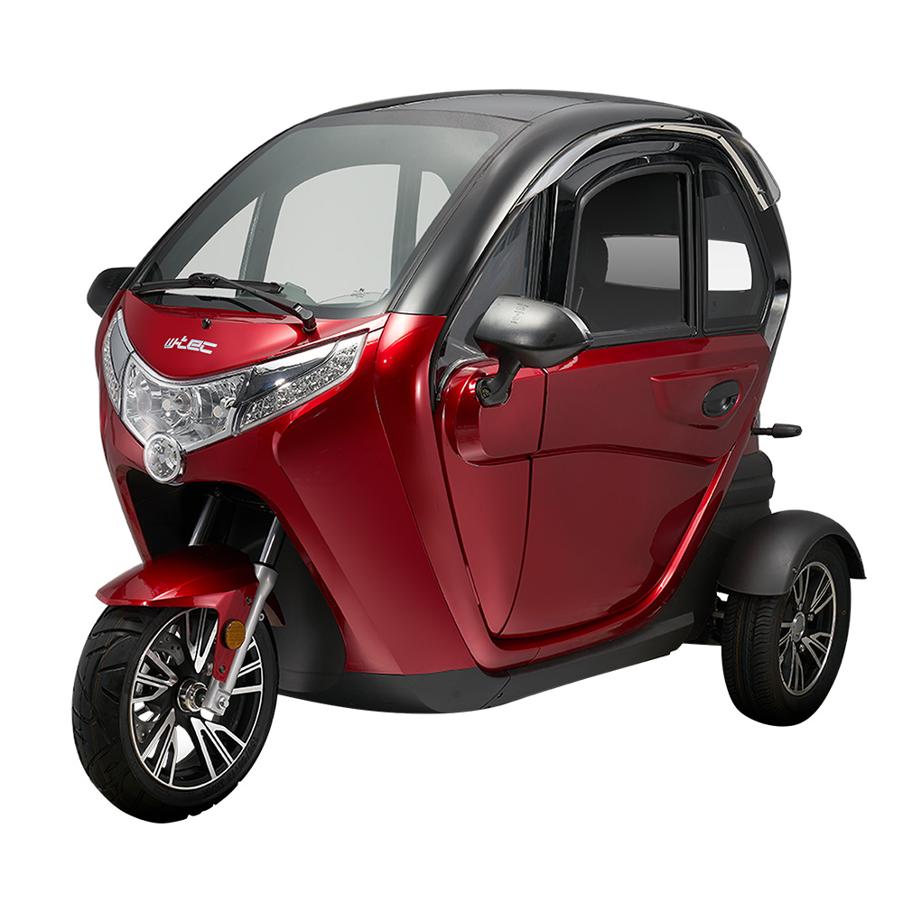 Elektrická tříkolka se střechou W-TEC Tukago • 25 km/h • až 50km dojezd • bez řidičáku červená