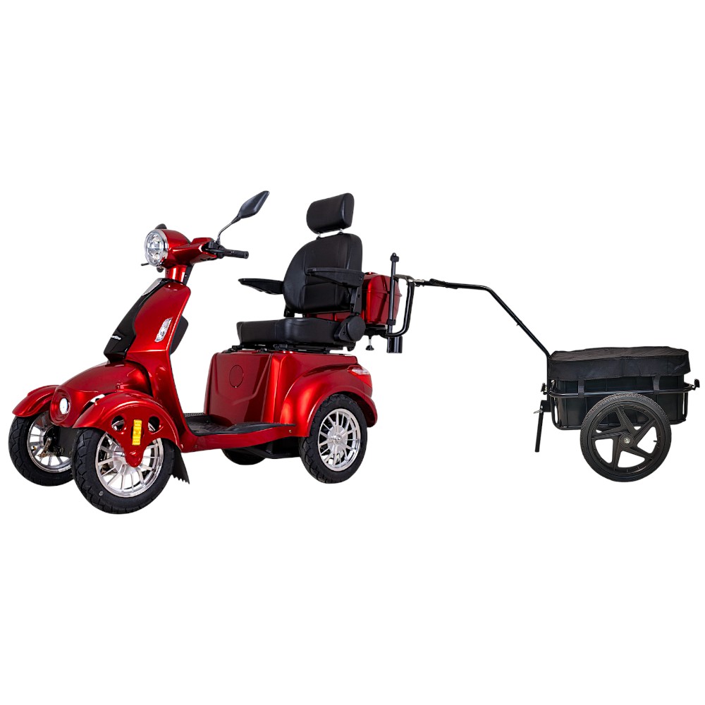 Elektrický čtyřkolový vozík inSPORTline Antun s tažným rámem a přívesem stříbrná