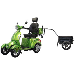 Elektrický čtyřkolový vozík inSPORTline Antun s tažným rámem a přívesem zelená