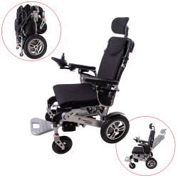 Elektrický invalidní vozík inSPORTline Hawkie Evo II s polohovatelným opěradlem • 700W • 30,55kg • do 130kg • až 24km dojezd stříbrná