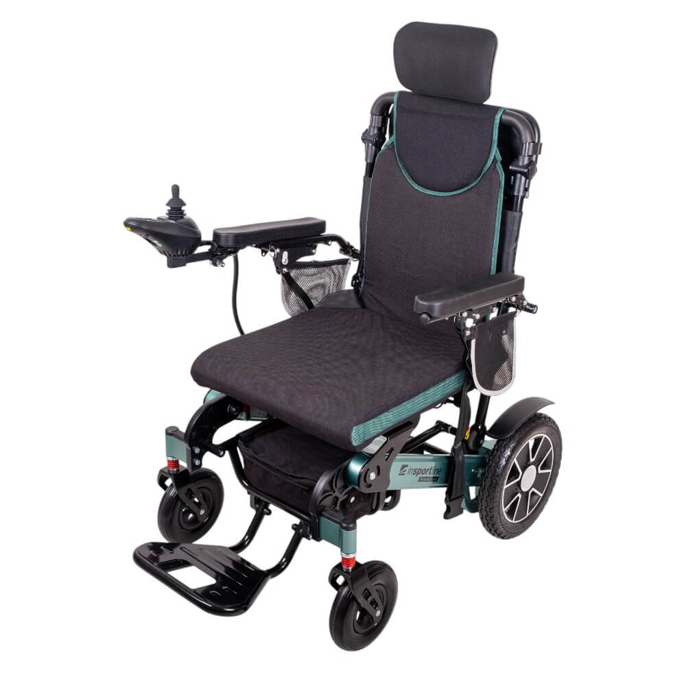 Elektrický invalidní vozík inSPORTline Hawkie Evo II s polohovatelným opěradlem • 700W • 30,55kg • do 130kg • až 24km dojezd zelená