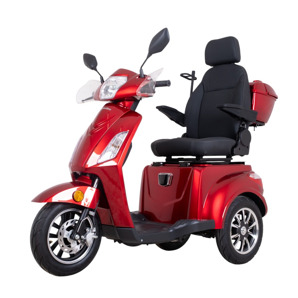 Elektrický tříkolový vozík inSPORTline Zorica Deluxe s elektromagnetickou brzdou • 25km/h • až 45 km dojezd • bez řidičáku červená