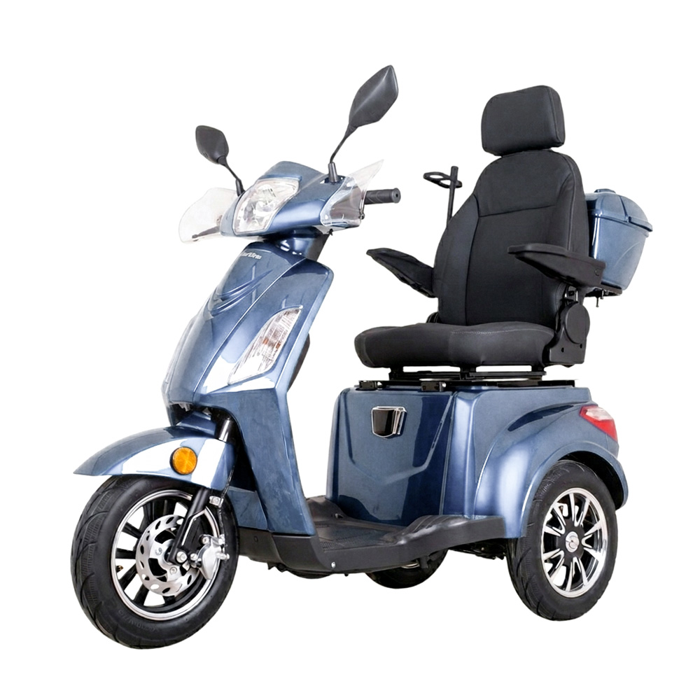 Elektrický tříkolový vozík inSPORTline Zorica Deluxe s elektromagnetickou brzdou • 25km/h • až 45 km dojezd • bez řidičáku modrá