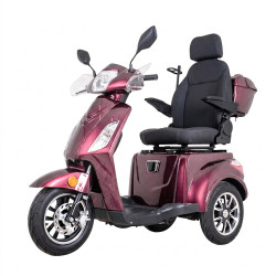Elektrický tříkolový vozík inSPORTline Zorica Deluxe s elektromagnetickou brzdou • 25km/h • až 45 km dojezd • bez řidičáku vínová
