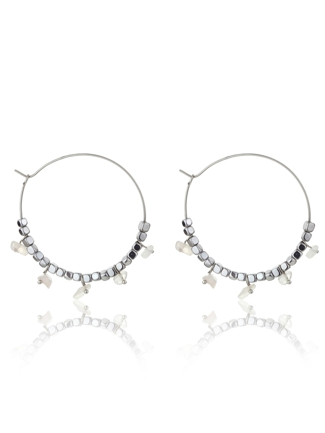 Emily Westwood Ocelové náušnice kruhy s růženínem Eden EWE23040S