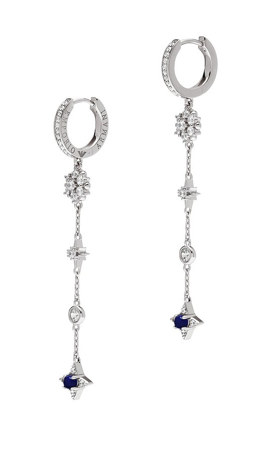 Emporio Armani Dlouhé stříbrné náušnice s kubickými zirkony EG3602040