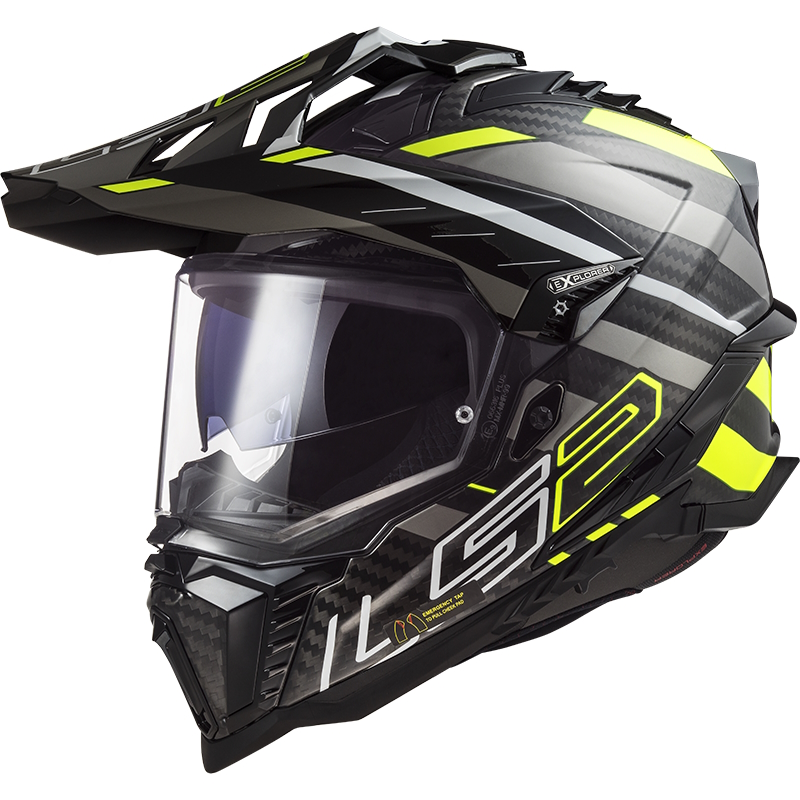 Enduro helma LS2 MX701 Explorer C Edge Gloss Black H-V Yellow XL (61-62)