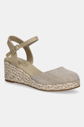 Espadrilky Tommy Hilfiger CHAMBRAY MID WEDGE ESPAD béžová barva, na klínku, FW0FW08477