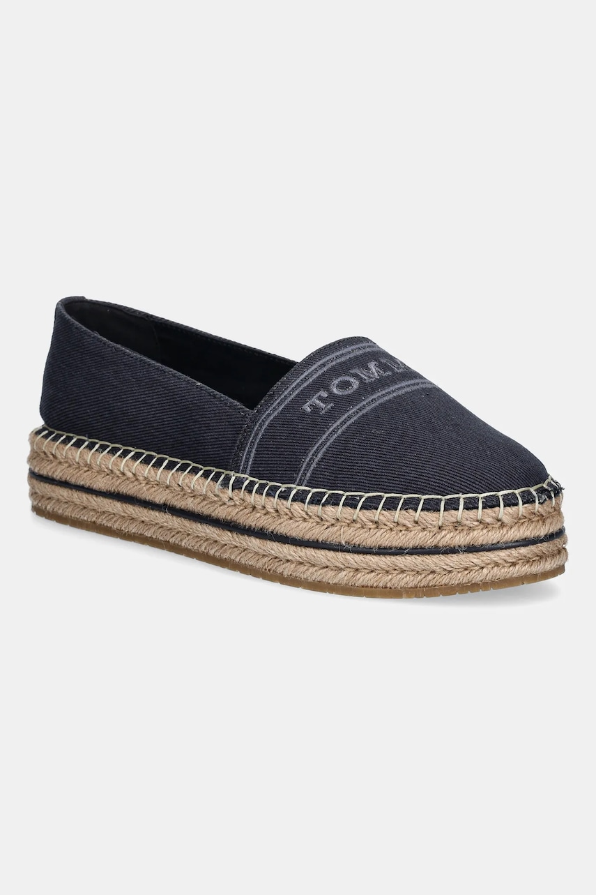 Espadrilky Tommy Hilfiger DENIM PLATFORM ESPADRILLE tmavomodrá barva, na platformě, FW0FW08543