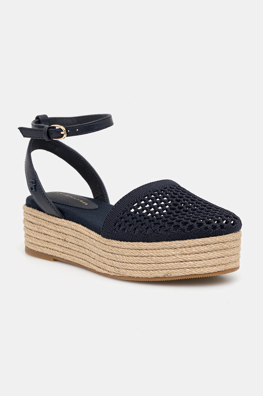 Espadrilky Tommy Hilfiger KNIT MESH ESPADRILLE PLATFORM tmavomodrá barva, na platformě, FW0FW08743