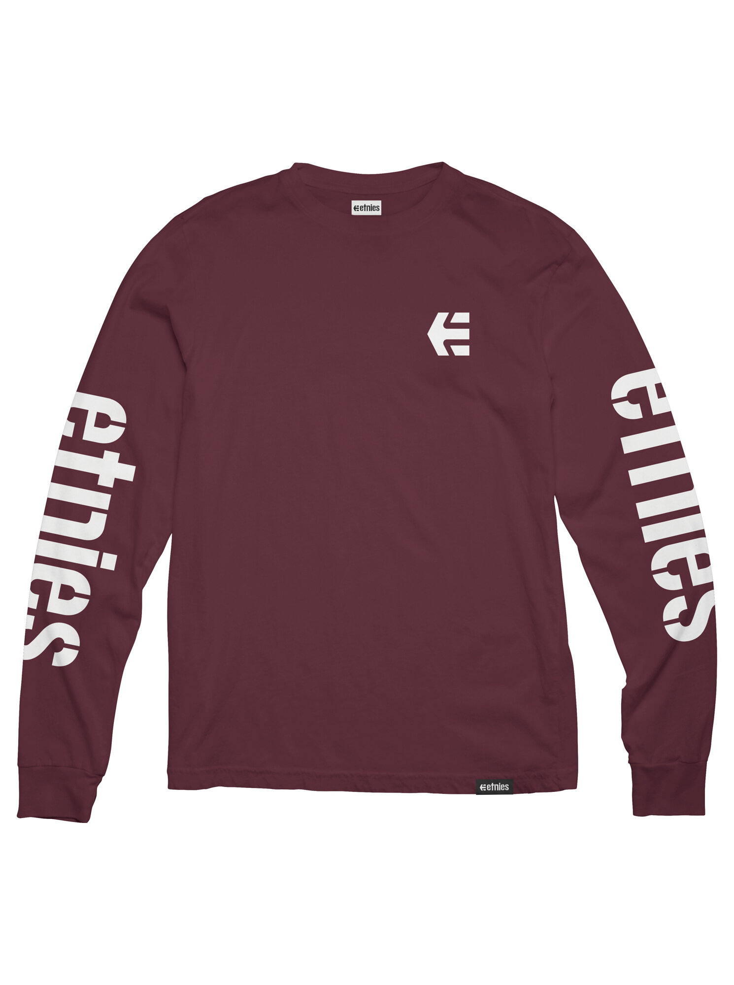 Etnies pánské tričko Icon Burgundy/White s dlouhým rukávem | Červená | Velikost S
